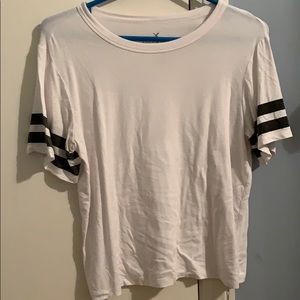 White with black stripes plain comfy tee